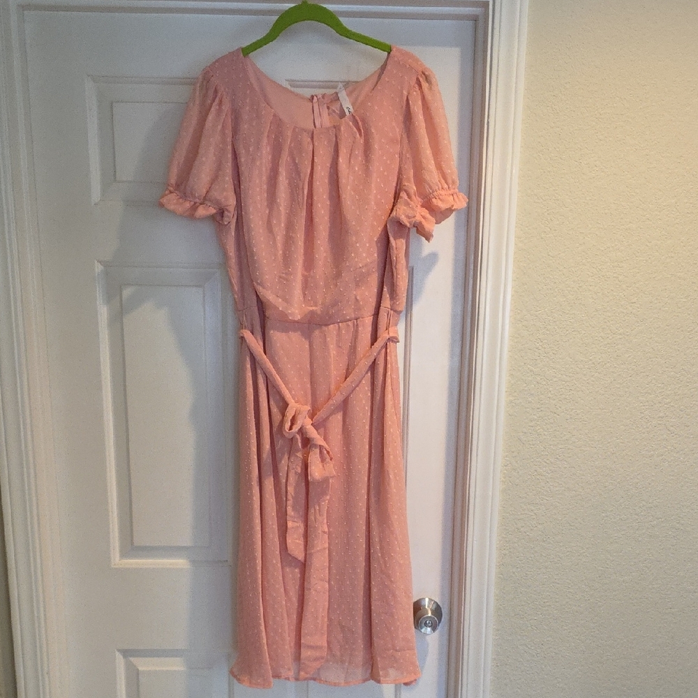 Collection B Blush Polka Dot Midi Dress